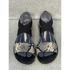 THE SOREL Women’s ELLA II Sandal 7.5 Black Print NL4043-010 See Pics For Damage